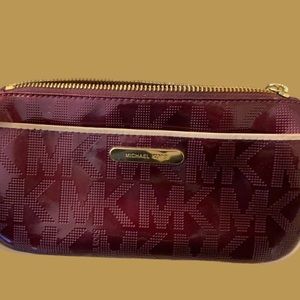 Michael Kors Signature Burgundy Cosmetics Bag